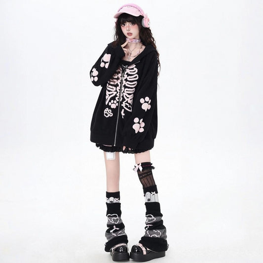 Kawaii Cat Paw Embroidered Sweatshirt