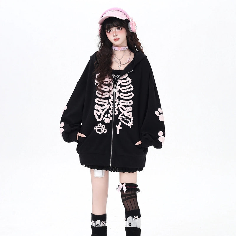 Kawaii Cat Paw Embroidered Sweatshirt
