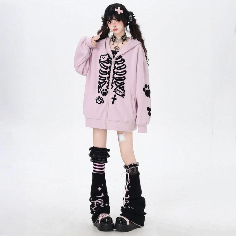 Kawaii Cat Paw Embroidered Sweatshirt