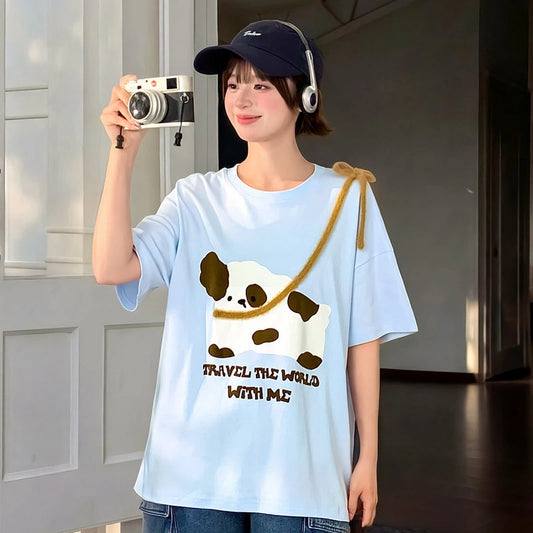 Kawaii Cat Print Oversized T-Shirt