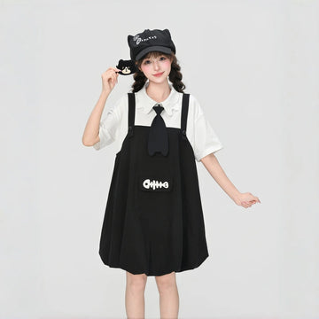 Kawaii Cat Tie Layered Dress