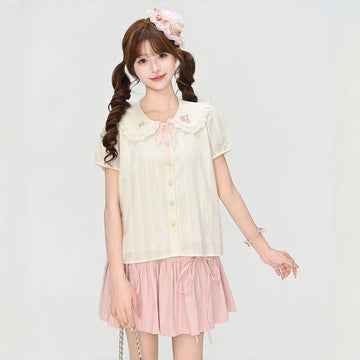 Kawaii Cherry Embroidered Blouse