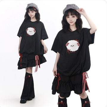 Kawaii Cloud Puppy Bubble Hem T-Shirt