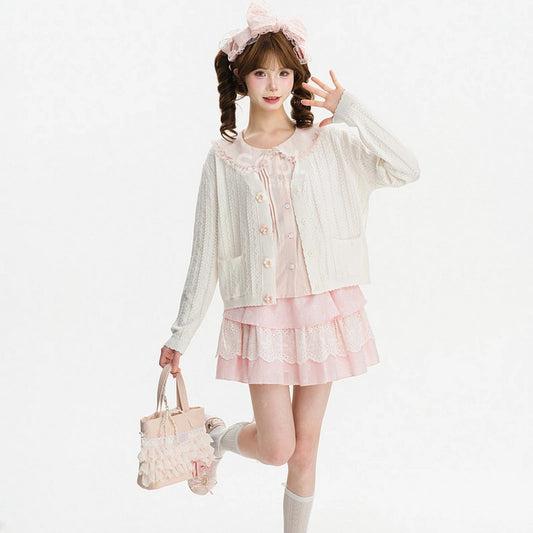 Kawaii Floral Button Knit Cardigan