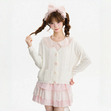 Kawaii Floral Button Knit Cardigan