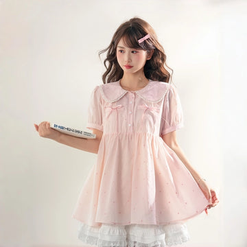 Kawaii Floral Double Peter Pan Collar Blouse