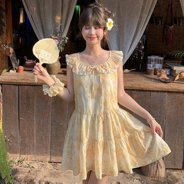 Kawaii Floral Lace Peter Pan Collar Dress