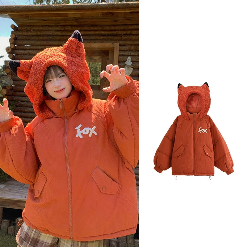 Kawaii Fox Stand-Ear Hooded Coat