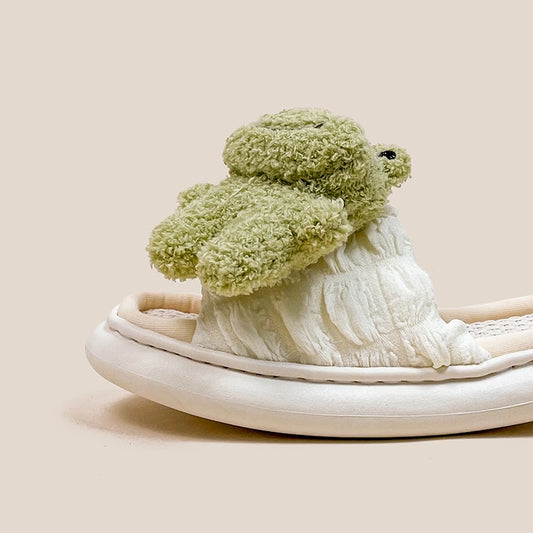 Kawaii Green Cartoon Frog Slippers