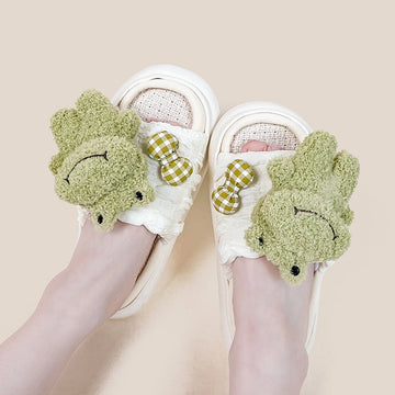 Kawaii Green Cartoon Frog Slippers