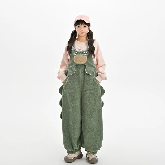 Kawaii Green Dinosaur Overalls