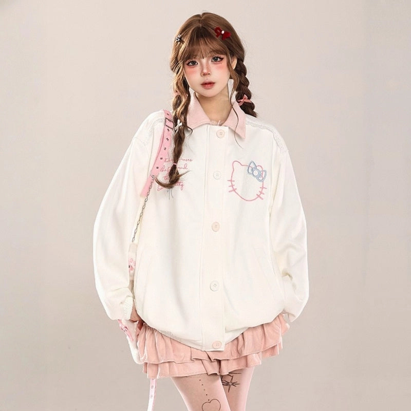 Kawaii Hello Kitty Embroidered Lapel Jacket