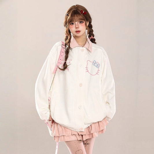 Kawaii Hello Kitty Embroidered Lapel Jacket