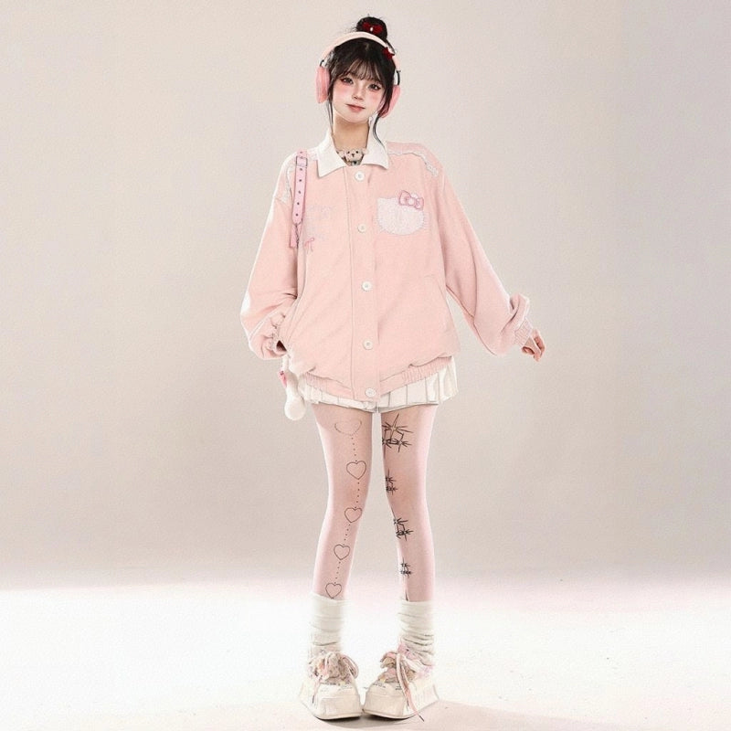Kawaii Hello Kitty Embroidered Lapel Jacket