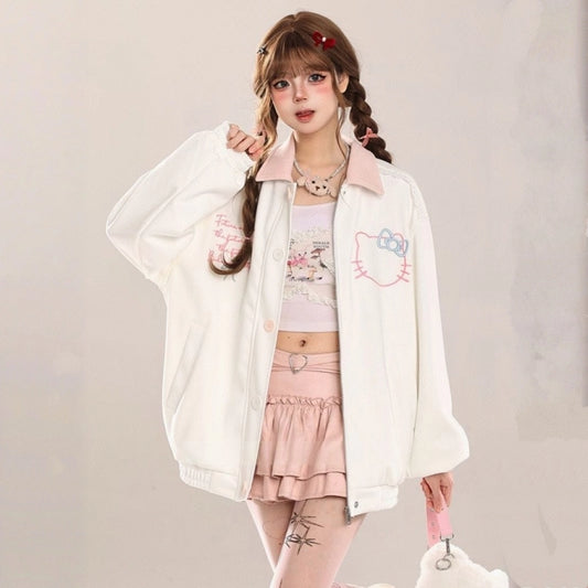 Kawaii Hello Kitty Embroidered Lapel Jacket