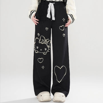 Kawaii Hello Kitty Embroidered Straight Jeans