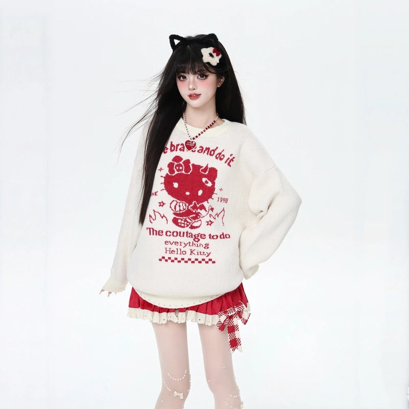 Kawaii Hello Kitty Print Crewneck Sweater