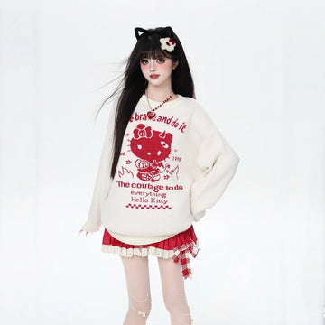 Kawaii Hello Kitty Print Crewneck Sweater