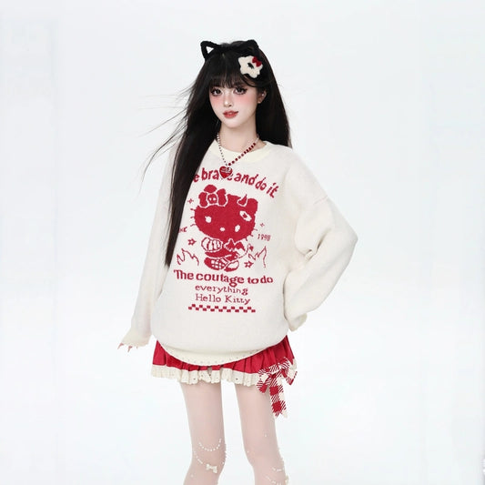 Kawaii Hello Kitty Print Crewneck Sweater