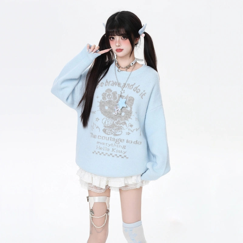 Kawaii Hello Kitty Print Crewneck Sweater