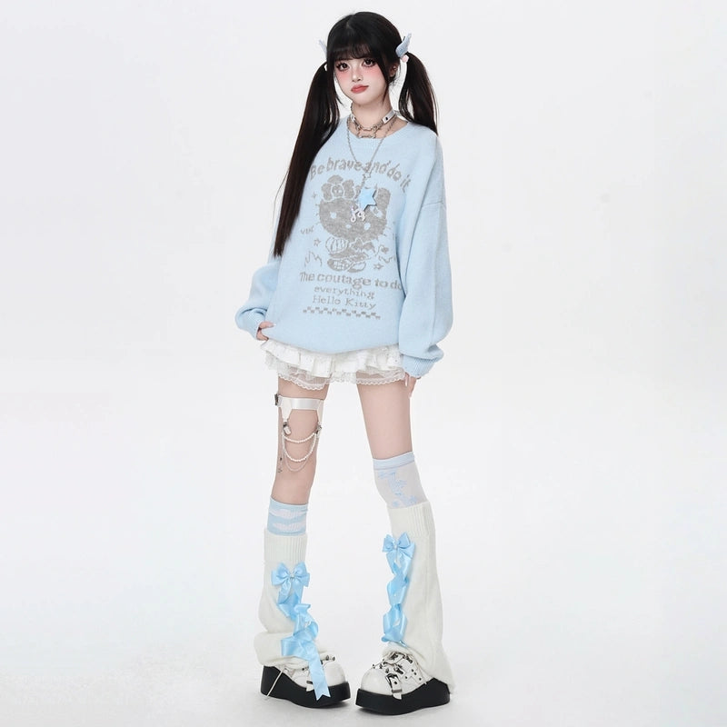 Kawaii Hello Kitty Print Crewneck Sweater
