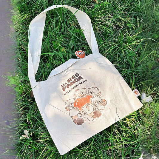 Kawaii Japanese Red Panda Canvas Crossbody Bags