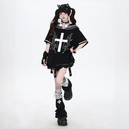 Kawaii Japanese Sailor Collar Oversized T-Shirt