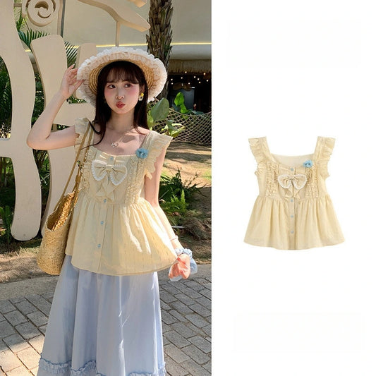 Kawaii Lace Bow Camisole Tank Top