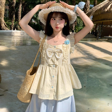 Kawaii Lace Bow Camisole Tank Top