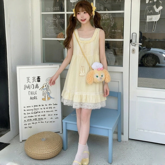 Kawaii Lace Tiered Cami Dress