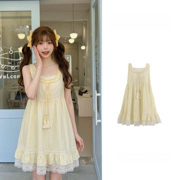 Kawaii Lace Tiered Cami Dress