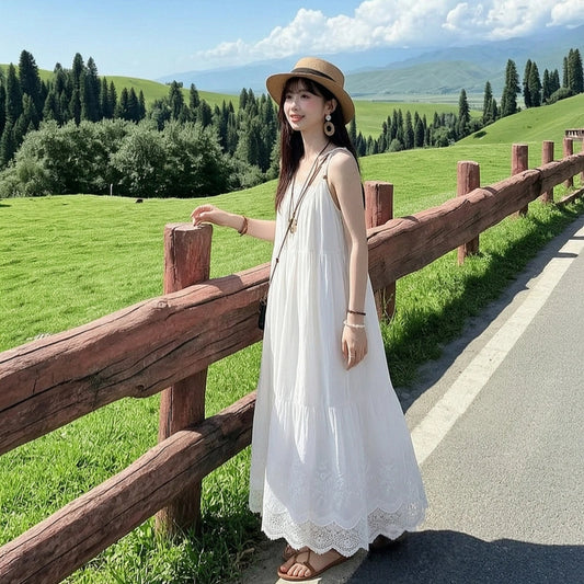 Kawaii Lace Trim Cotton Cami Dress