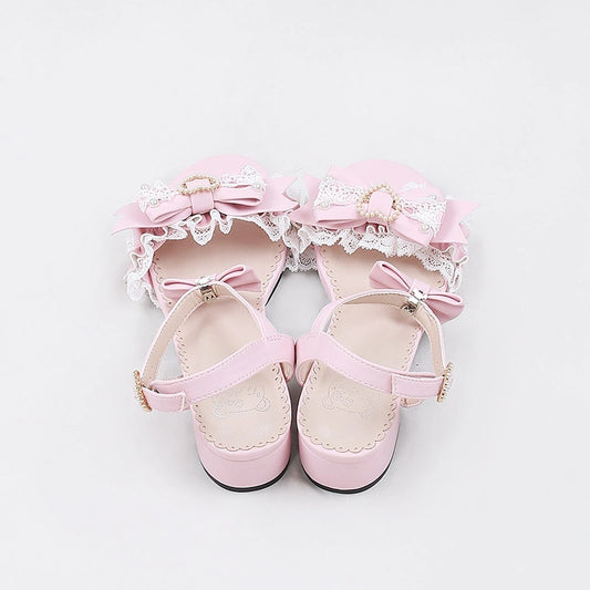 Kawaii Lolita Lace Bow Sandals