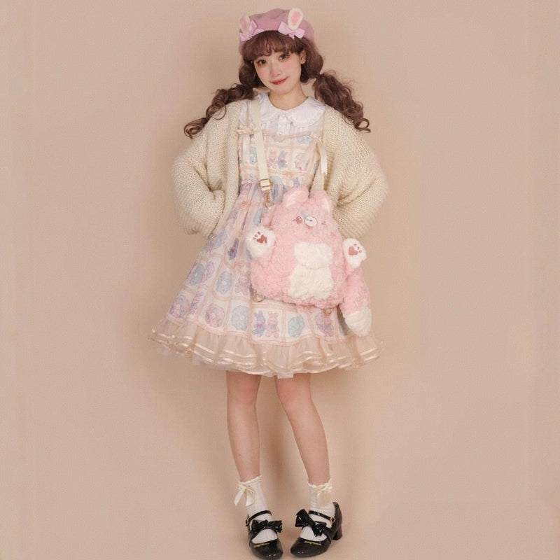 Kawaii Lolita Style Cartoon Fox Plush Backpack