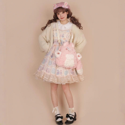 Kawaii Lolita Style Cartoon Fox Plush Backpack