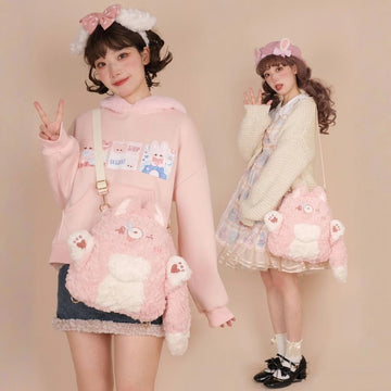 Kawaii Lolita Style Cartoon Fox Plush Backpack