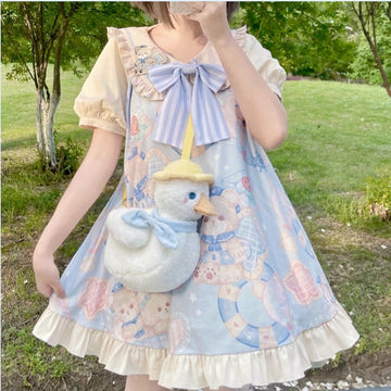 Kawaii Lolita Style Plush Cartoon Duck Shoulder Bag