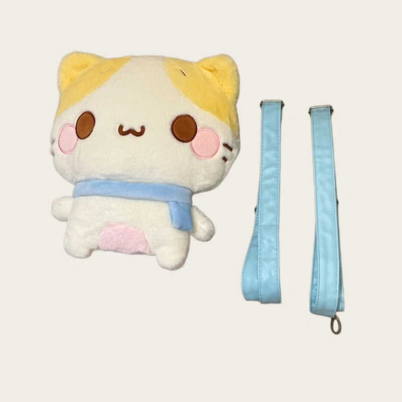 Kawaii Marshmallow Cat Plush Convertible Backpack