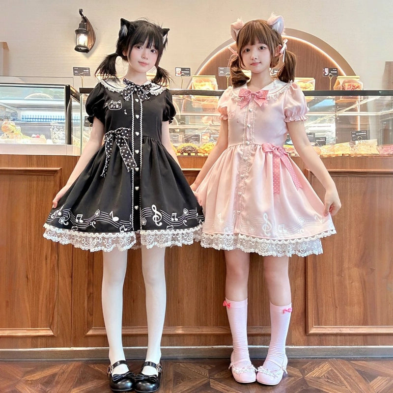 Kawaii Melody Cat Print Lolita Dress