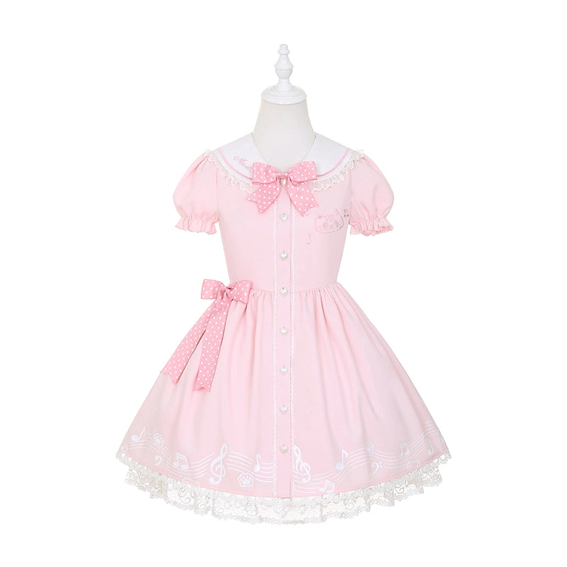 Kawaii Melody Cat Print Lolita Dress