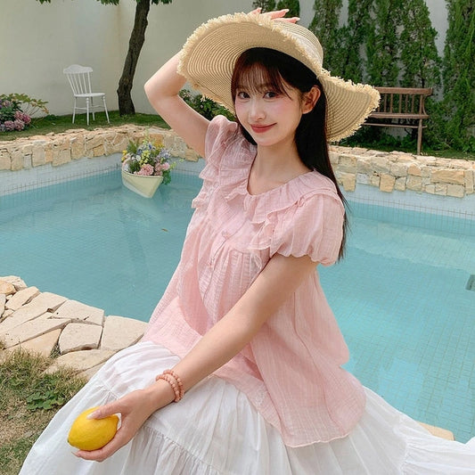 Kawaii Peter Pan Collar Puff Sleeve Blouse