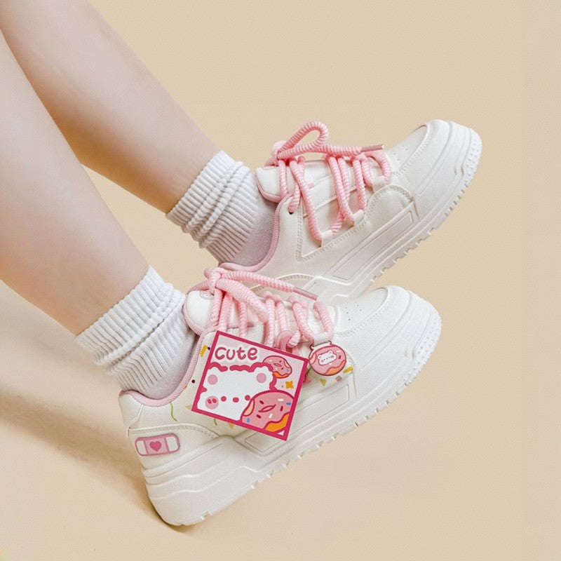 Kawaii Pink Donut Bear Casual Sneakers