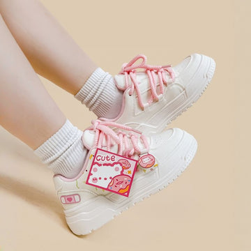 Kawaii Pink Donut Bear Casual Sneakers