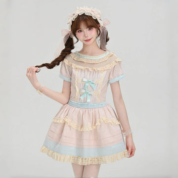 Kawaii Pink Lace Trim Lolita Dress