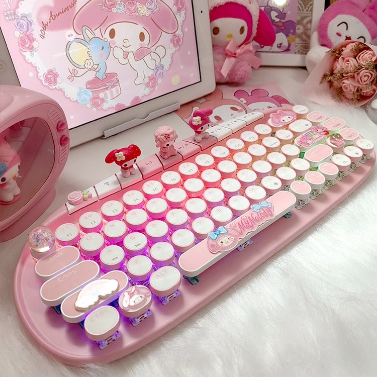 Kawaii Pink My Melody Three-Mode Mechanical Keyboard