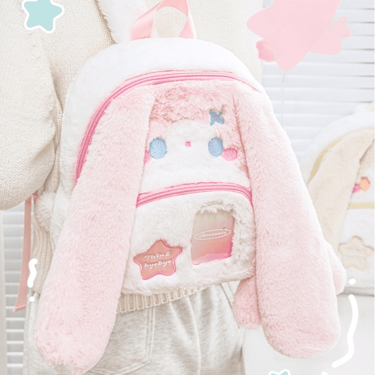 Kawaii Pink Rabbit Plush Backpack