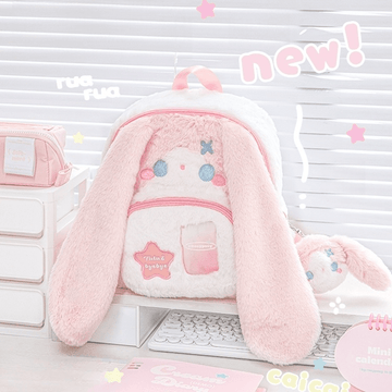 Kawaii Pink Rabbit Plush Backpack