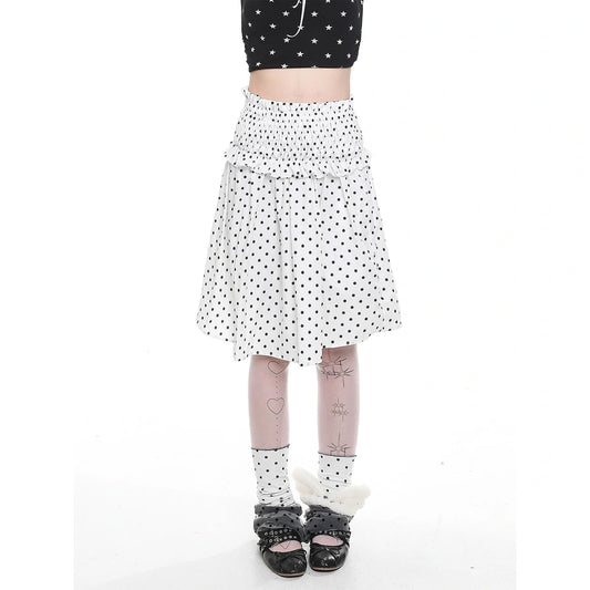 Kawaii Polka Dot A-Line Midi Skirt