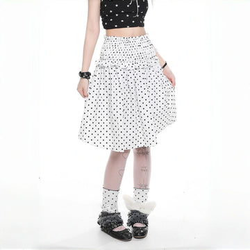 Kawaii Polka Dot A-Line Midi Skirt