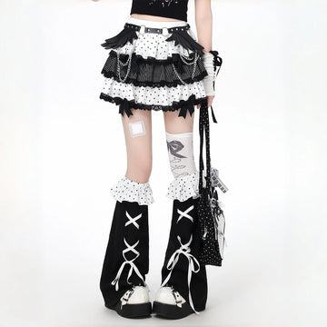 Kawaii Polka Dot Lace Cake Skirt